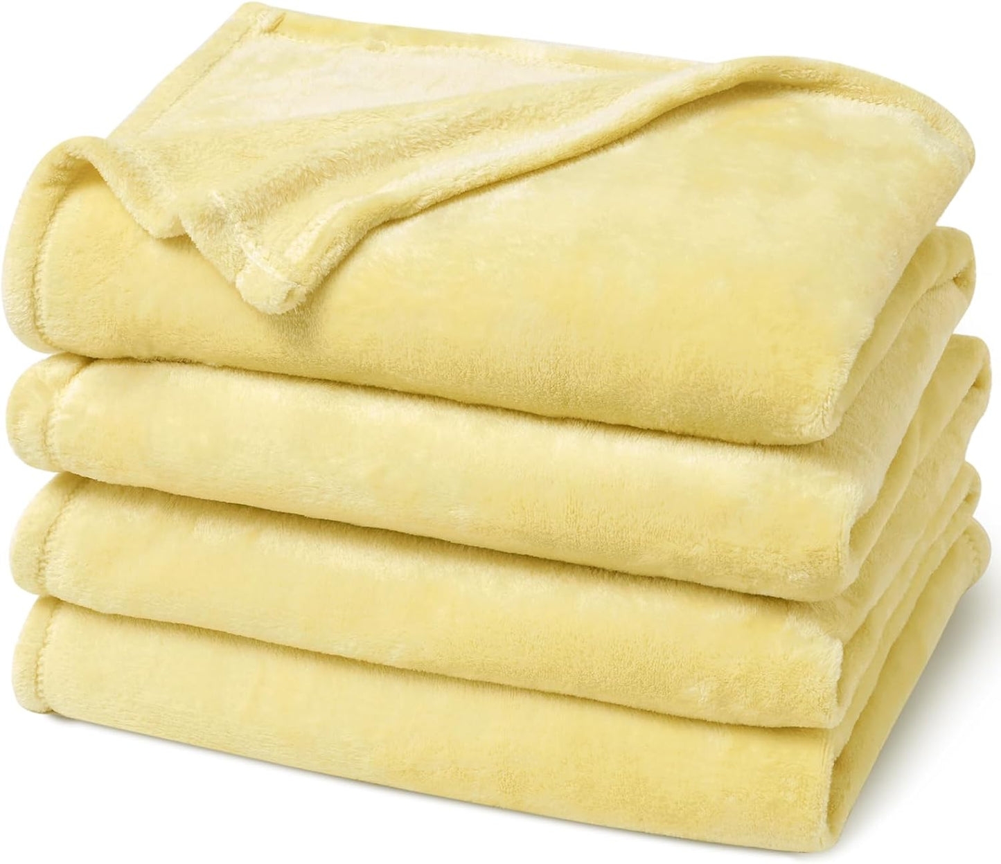 PHF Ultra Soft Fleece Blanket Queen Size, No Shed No Pilling Luxury Plush Cozy 300GSM Lightweight Blanket for Bed, Couch, Chair, Sofa Suitable for All Season, 90" x 90", Yellow