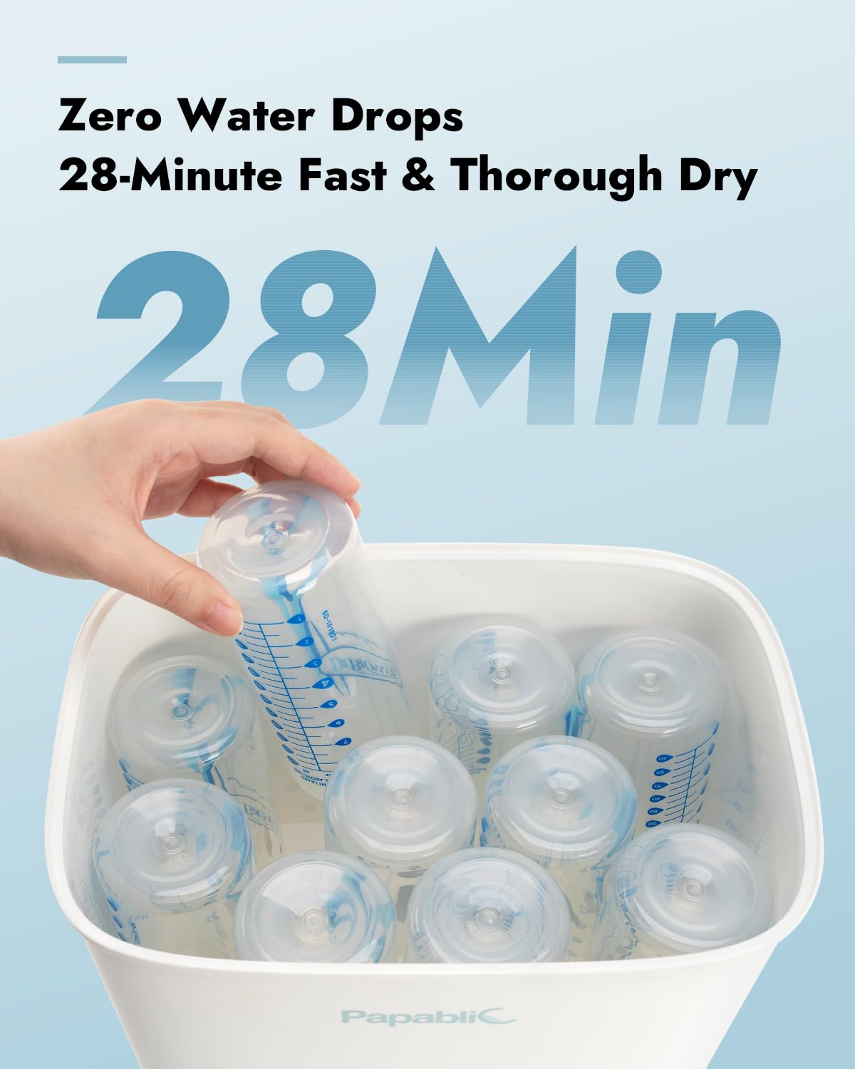 Papablic Baby Bottle Sterilizer and Dryer Pro, Esterilizador De Biberones, Electric Steam Sterilizer for Baby Bottles, Pacifiers, and Pump Parts, Large Capacity 10 Bottles