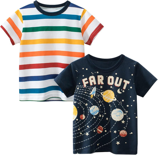 Boys' 4-Pack Excavator Short Sleeve Crewneck T-Shirts Top Tee Size 2-7 Years Toddler Boys' Value Pack Cotton T-Shirt