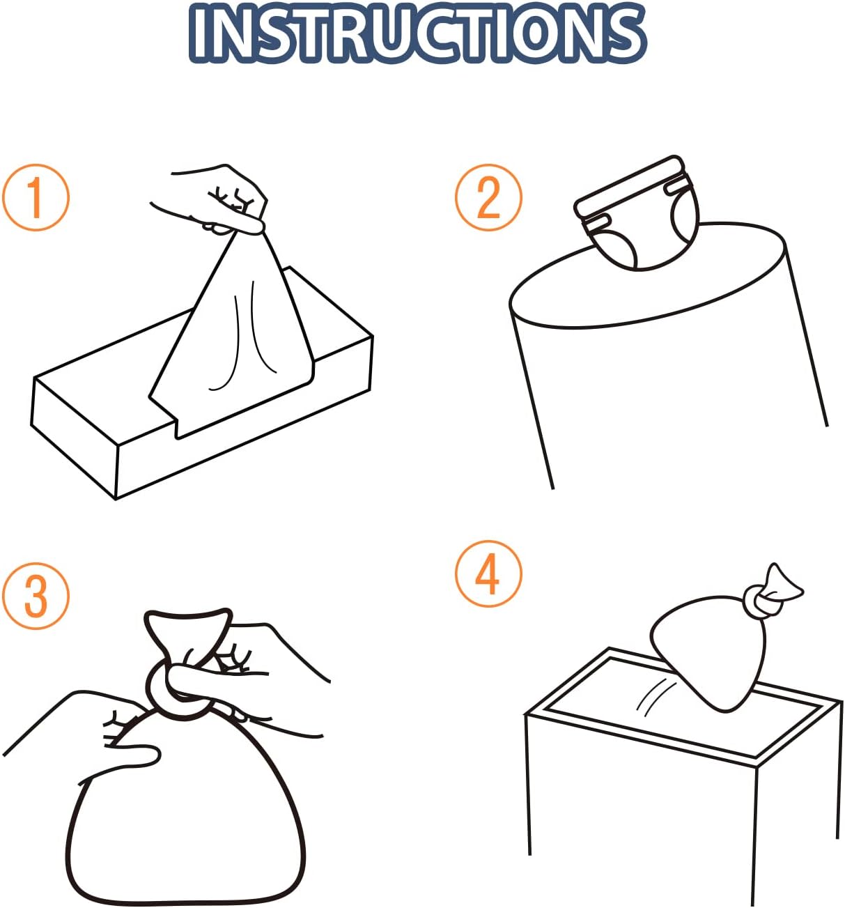 Odor Sealing Disposable Diaper Bags, 120 Count, Blue, Large Capacity, Unscented Diaper Trash Bags, Safety, Multiple Specifications, Wide Application, Easy to Use