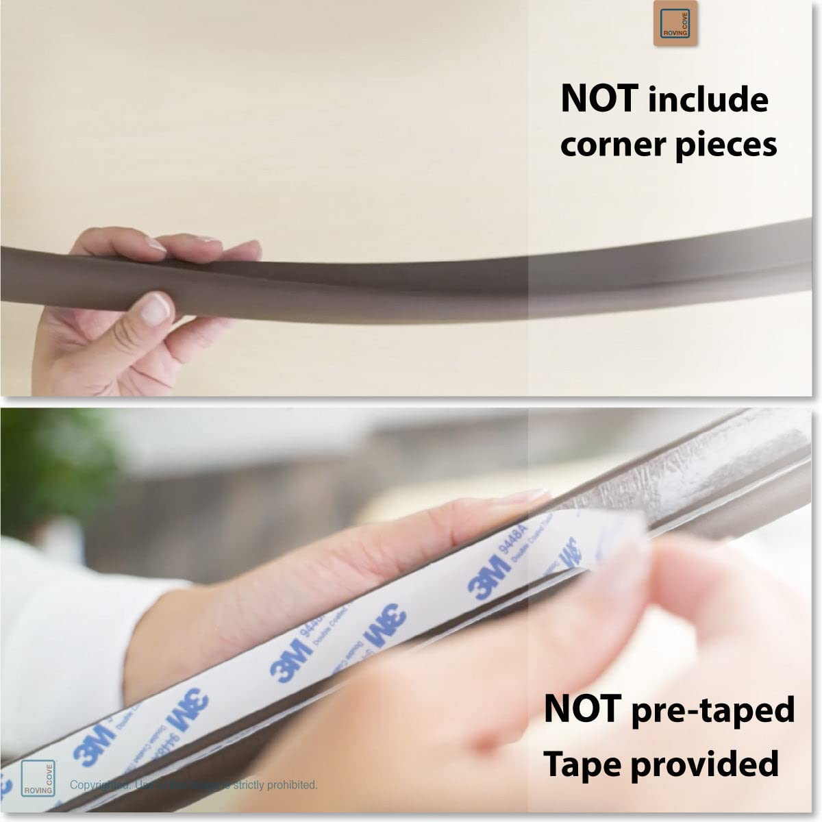 Roving Cove HeftyFit Edge Protector for Baby Proofing (12ft Large Edge Only), Heavy-Duty Soft Furniture Edge Bumper Guards, Desk Edge Cushion, Wall Corner Covers, 3M Adhesive, Oyster White (Off White)