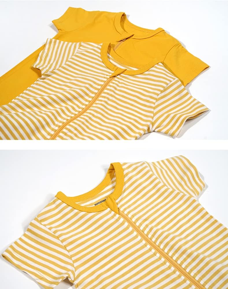 Teach Leanbh Baby Boys Girls 2-Pack Romper Jumpsuits Cotton 2 Way Zipper Short Sleeve Footless Sleep and Play 3-24 Months