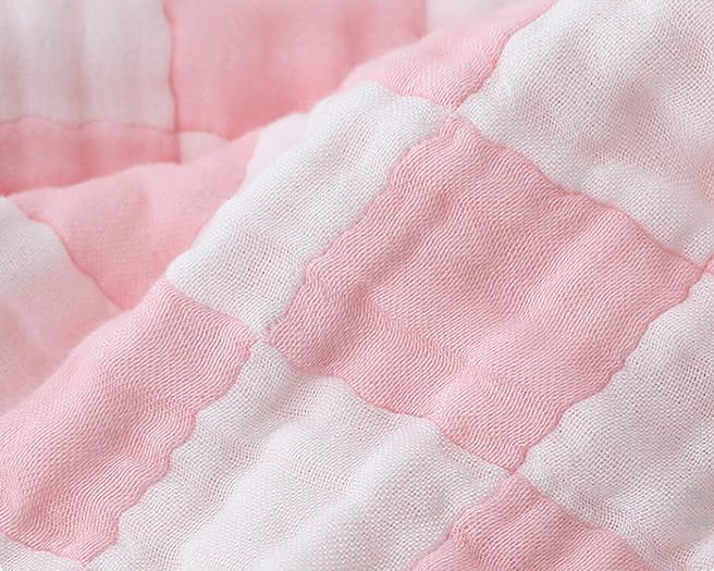 Ultra Soft Checkered Muslin Baby Blanket Pack of 2 Cotton Swaddles Bed Blankets for Babies and Toddlers Girls Newborn 42 x 42 inches Cream and Pink