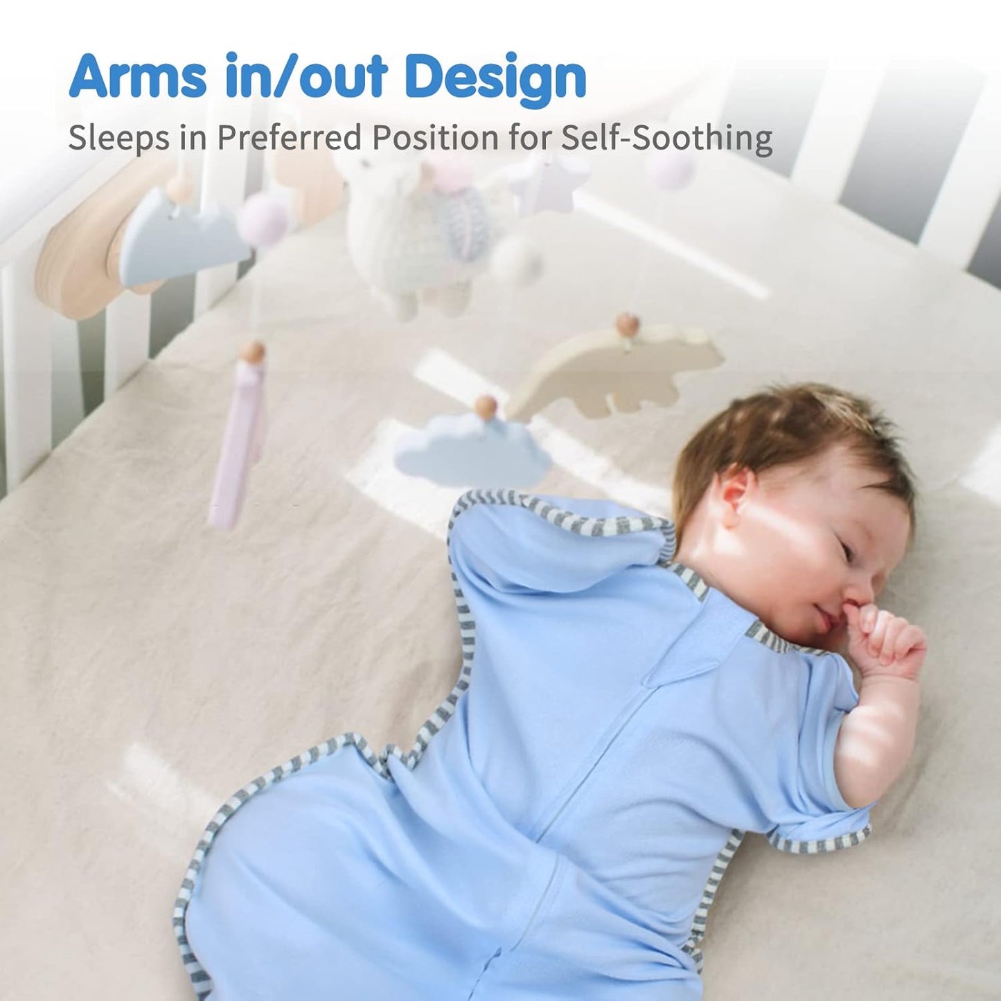 Transition Swaddle Baby Sleep Sack 0-3 Months Arms up Swaddles 2-Way Zipper 100% Cotton Arms in/out, 0.8 Tog Baby Swaddles for Newborn Boy Girl, 2-Pack Transitional Swaddle Sack (Small 5-14lbs)