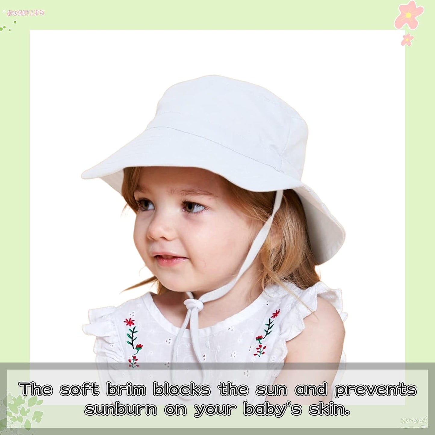 Peecabe Summer Baby Sun Hat for Boys Girls UPF 50+ Wide Brim Toddle Bucket Hat Adjustable Baby Beach Cap 0-8 Years
