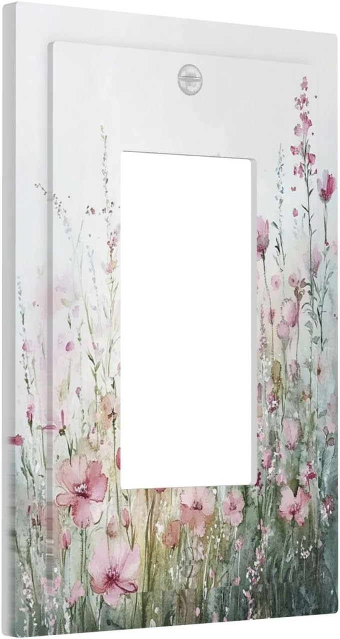 Decorative Outlet Covers Wildflower Botanical Watercolor Floral 1 Gang Single Rocker Light Switch Cover Plate Wall Plates Gfci Faceplate For Bed Room Living Room Decor