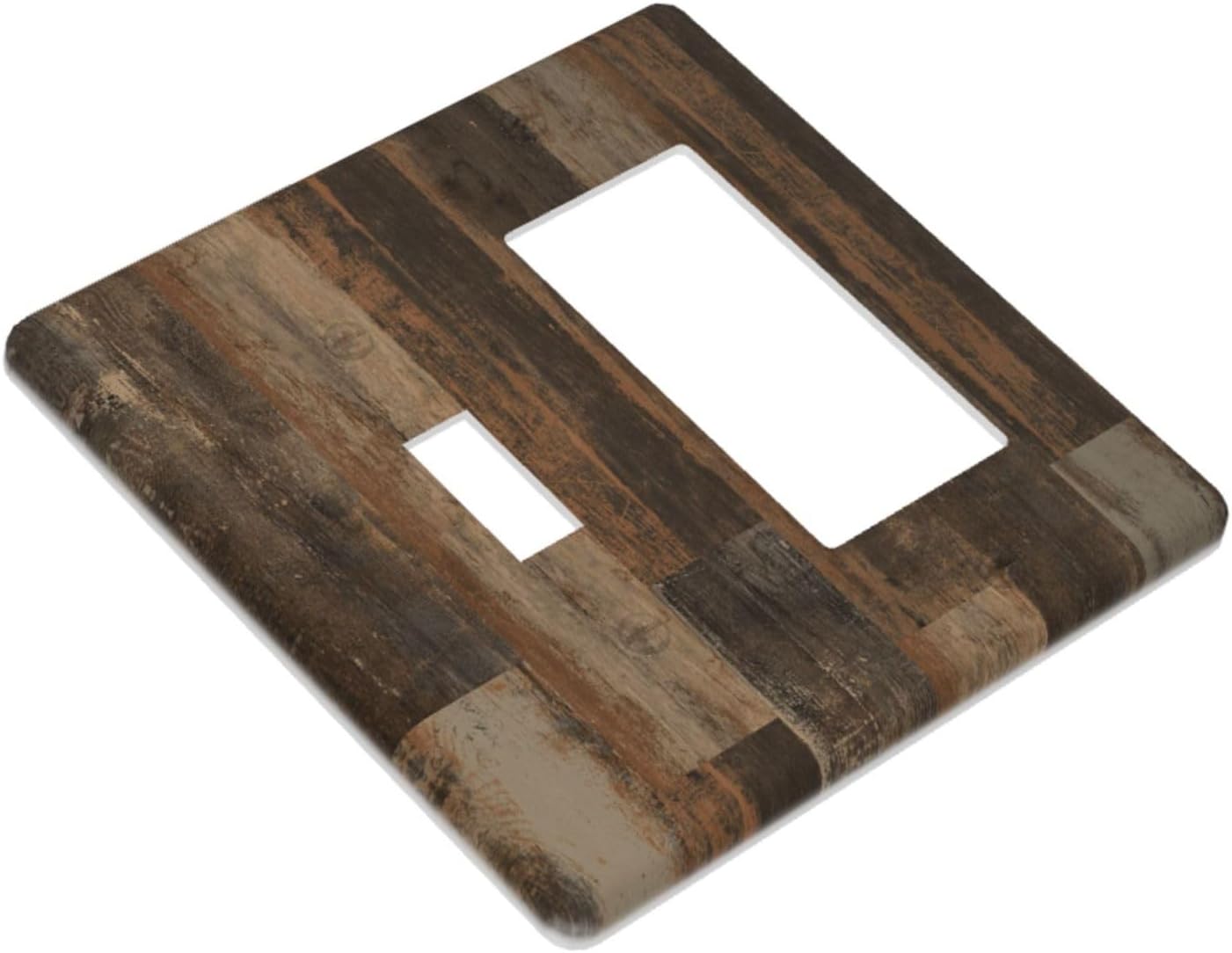 Rustic Brown Wood Grain Dark Oak Outlet Covers 1 Toggle 1 Rocker Combination Decorative Wall Plate Electrical Switch Plates Light Switch Cover Plate for Farmhouse Home Decor