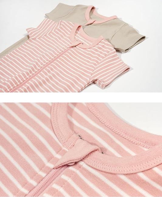 Teach Leanbh Toddler Baby Boys Girls 2-Pack Pajamas Cotton 2 Way Zipper Short Sleeve Footless Romper Sleep and Play