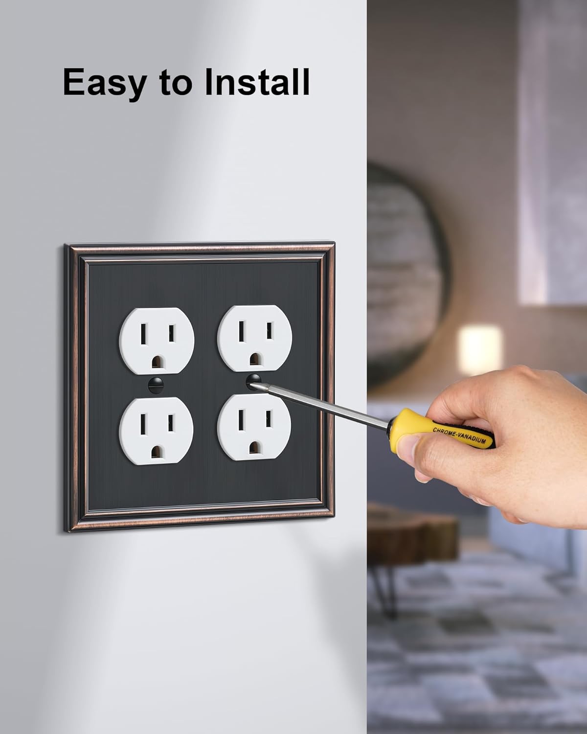 2-Pack Double Duplex Outlet Cover, Aged Bronze Decorative Switch Plates and Outlet Covers for Electrical Outlets, Durable Zinc Alloy Wall Plates, 2 Gang Receptacle Cover, Corrosion Resistant