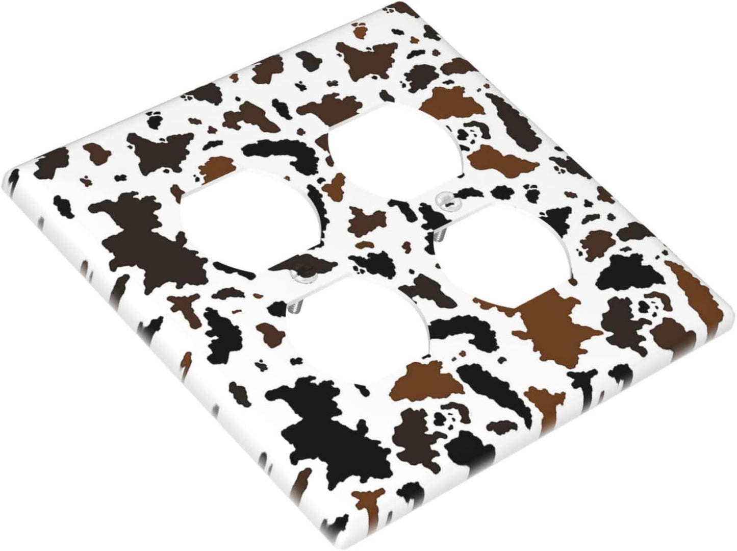 Outlet Covers Rustic Cowhide Highland Cow Milk Cow 2 Gang Double Duplex Decorative Light Switch Covers Electrical Wallplates Socket Faceplate For Farmhouse Home Decor