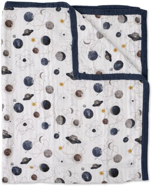 Little Unicorn Premium Quilted Throw | Super Soft, Multi-Layered Muslin XL Blanket| Great for Kids & Families (Planetary)