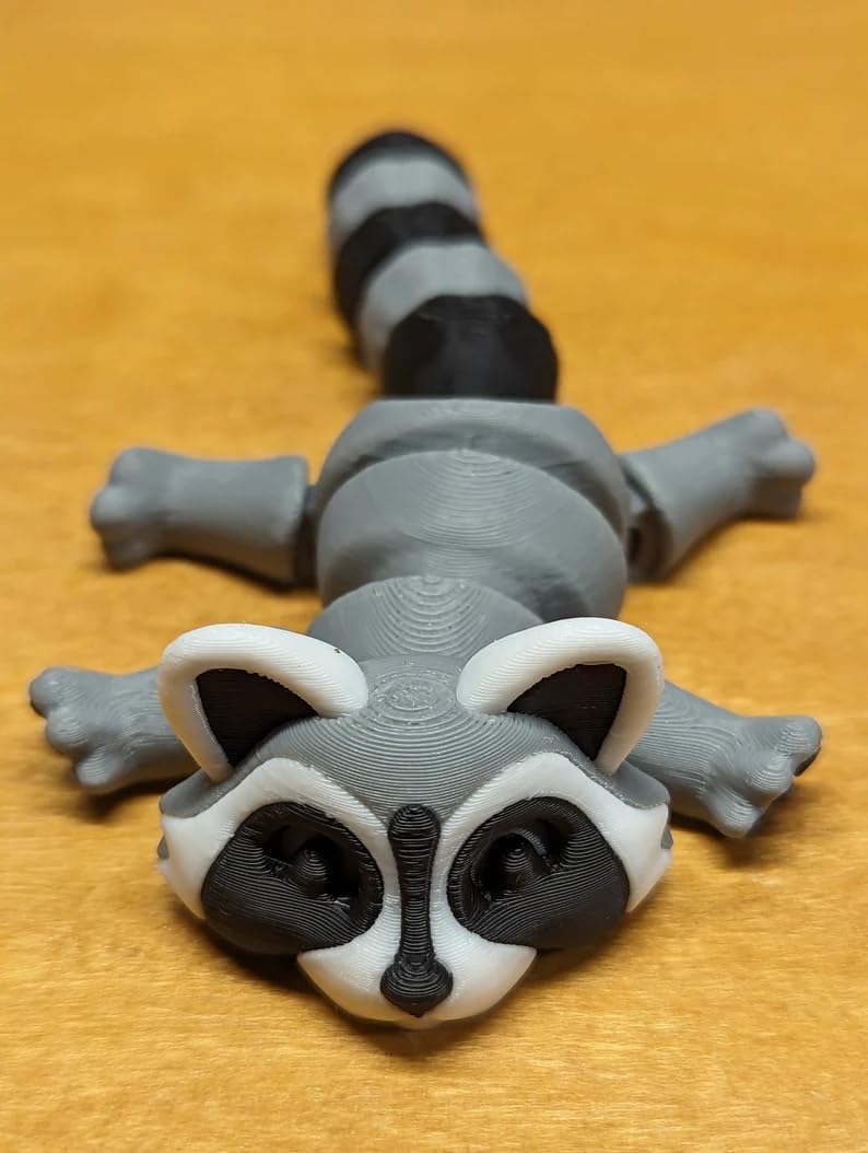 Articulated Racoon with Trash Can 3D Printed Racoon Trashcan Raccoon Raccoon Toy Articulated Racoon Fidget Toy for Kids (Raccoon)