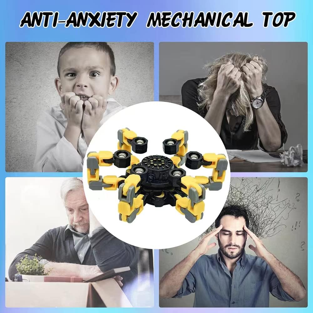 24PCS Fingertip Gyro Fingertip Mechanical Top DIY Deformation Robot Metal Transformable Gyro Spinners Finger Chain Robot Toy Fidget Spinners ADHD Astium for Kids Adults Easter Basket Stuffers for Kids