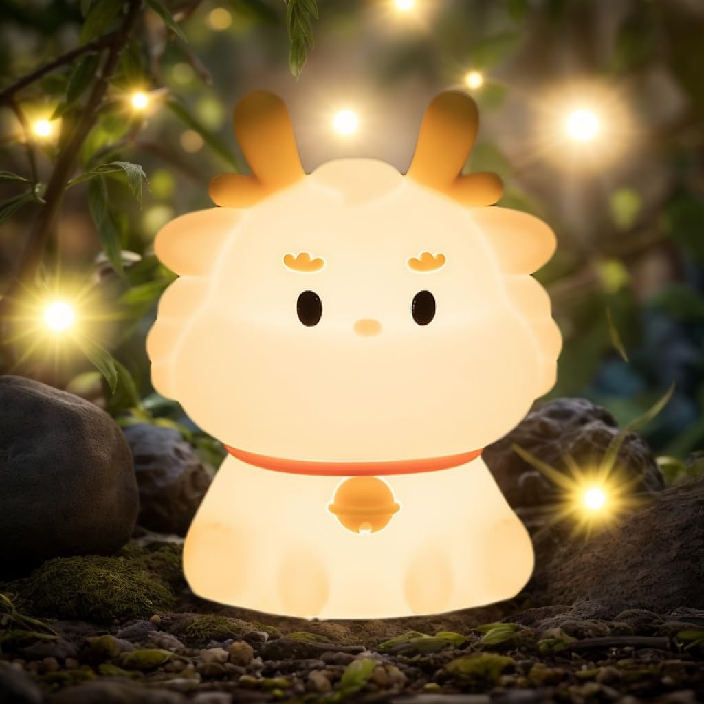 Night Light for Kids, 7 Color Changing BPA-Free Silicone Lamp with Touch Control, Eye Protection, Rechargeable Battery, Soft & Safe Nursery Lamp for Boys & Girls (Dragon)