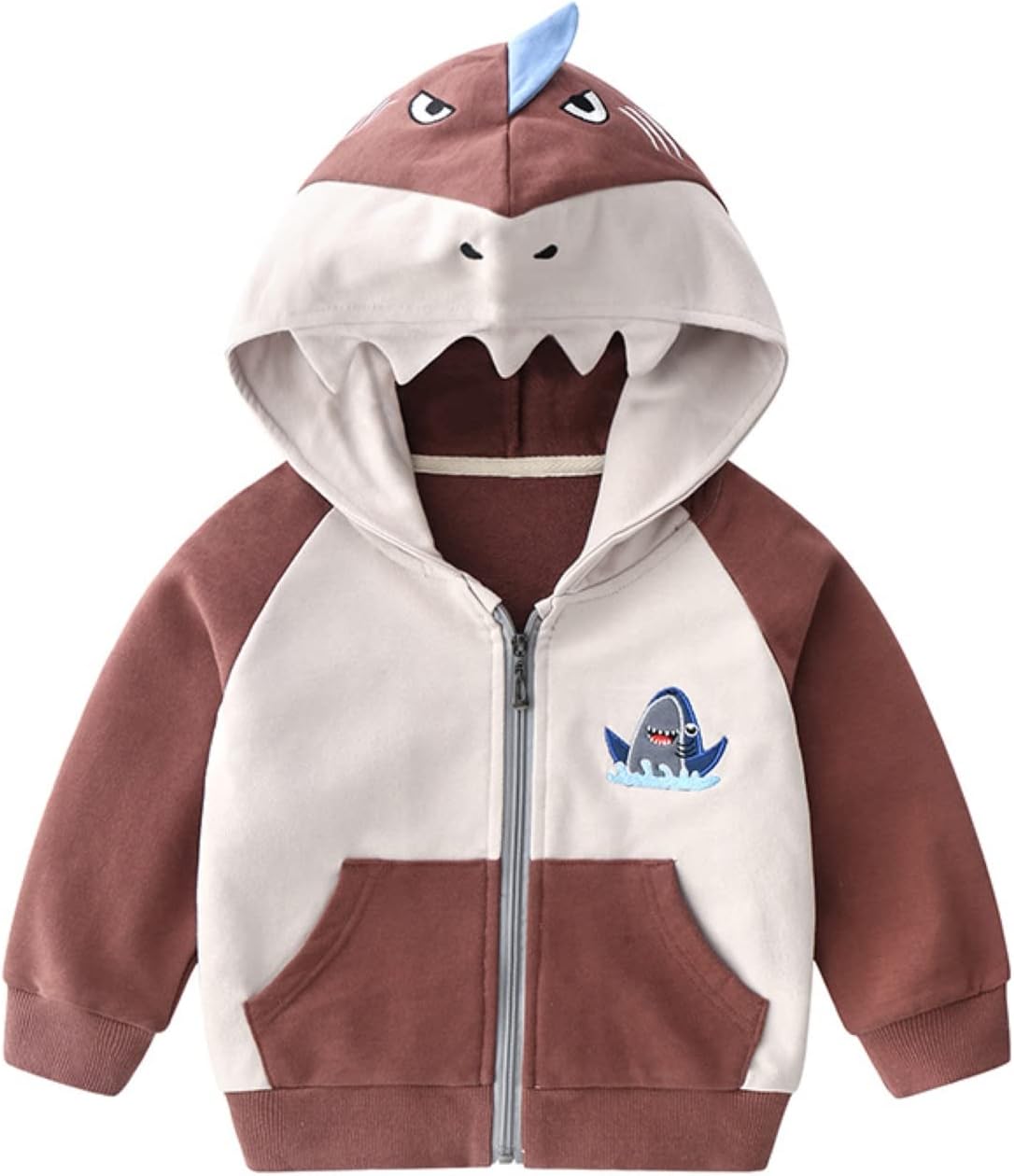 Toddler Boys Full Zip Dinosaur Hoodies Comfortable Sweatshirt