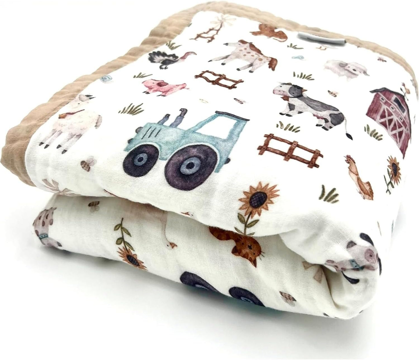 Organic Cotton Muslin Baby Blanket for Boys and Girls - Luxurious Soft Toddler Quilt for Swaddling - Gender Neutral Blankets Makes a Great Farm