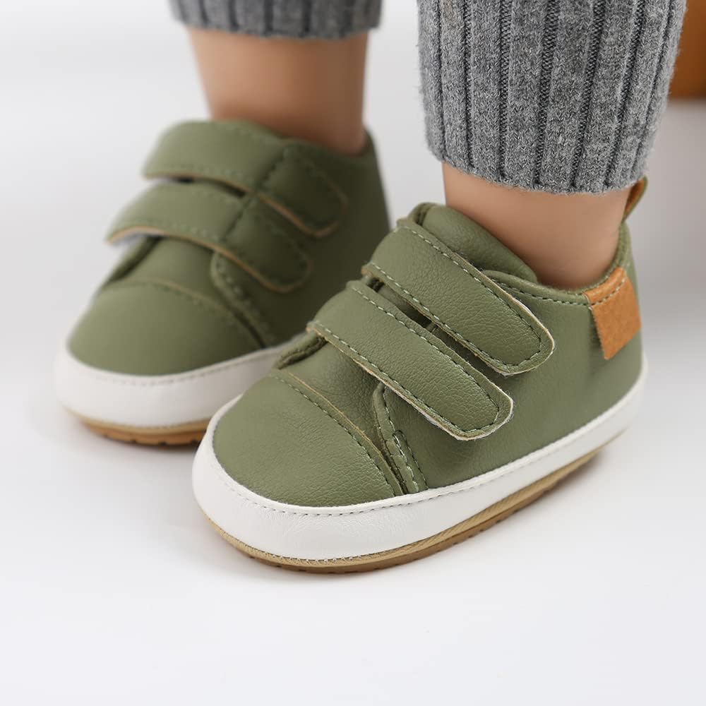 SOFMUO Baby Boys Girls High Top Ankle PU Leather Sneakers Soft Rubber Sole Infant Moccasins Newborn Oxford Loafers Anti-Slip Toddler Wedding Uniform Dress Shoes