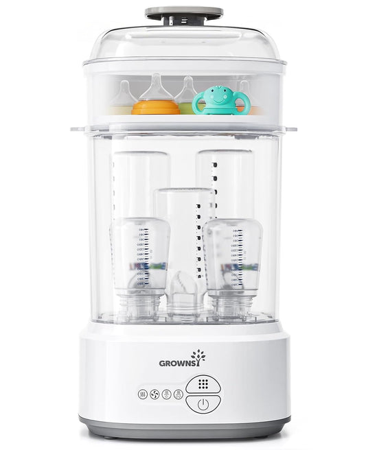 GROWNSY Bottle Sterilizer and Dryer, Compact Electric Steam Baby Bottle Sterilizer (Esterilizador de Biberones), Bottle Sanitizer for Baby Bottles, Pacifiers, Pump Parts