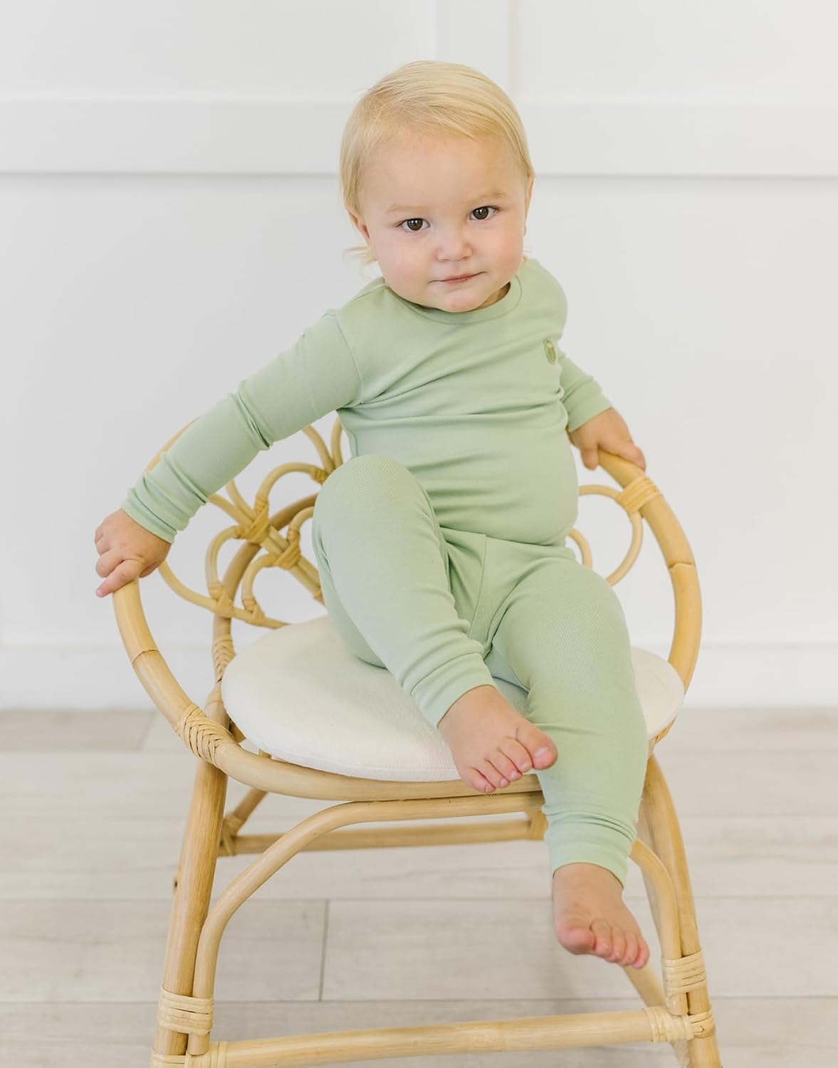 moimoln 6M-8Y Modal Cotton Solid Soft Breathable Baby Toddler Boys Girls Snug fit Pjs Long Sleeve Pajamas Set Sleepwear Daily