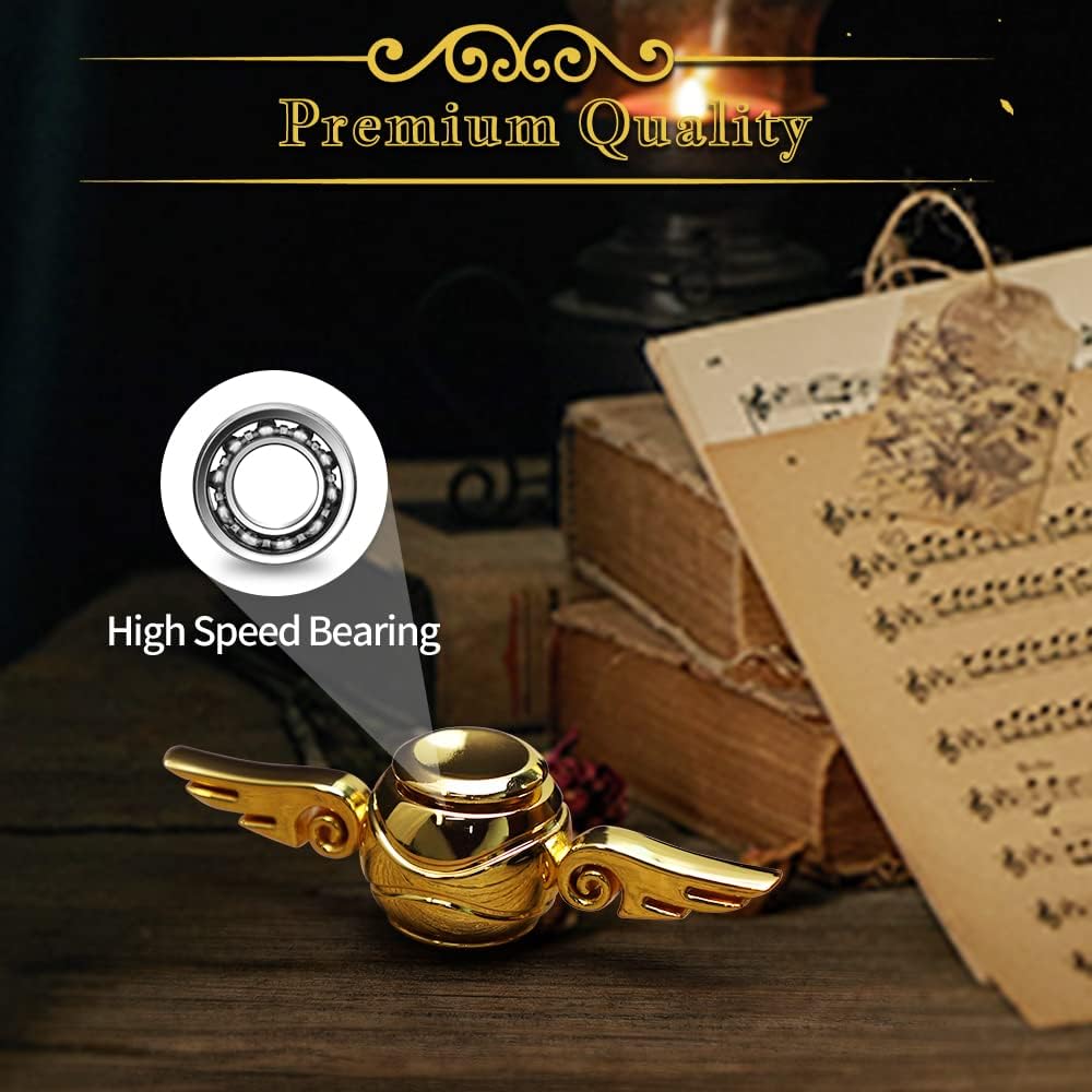 Golden Fidget Spinner Metal Toy for Kids Adults, Desk Toys Hand Finger Spinner Decoration, EDC Stress Relief Toy for Boys Age 3-12 Years Old Stocking Suffer for Boys Girls