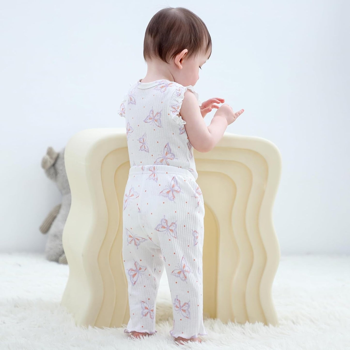 Baby Bodysuit and Pant Set Summer Ribbed Mix Match Infant Boy Girl Clothes Outfits