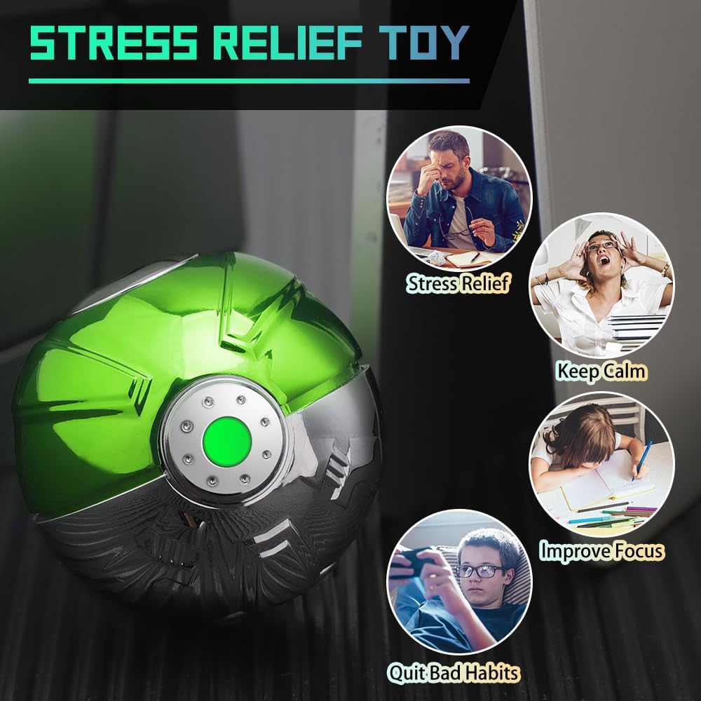 Metal Fidget Spinner Luminous Heavy Duty Ball Fidget Toy Desk Decoration for Stress Relief, Cool Stuffer Gadget Party Favor Birthday Gift for Kid Adult