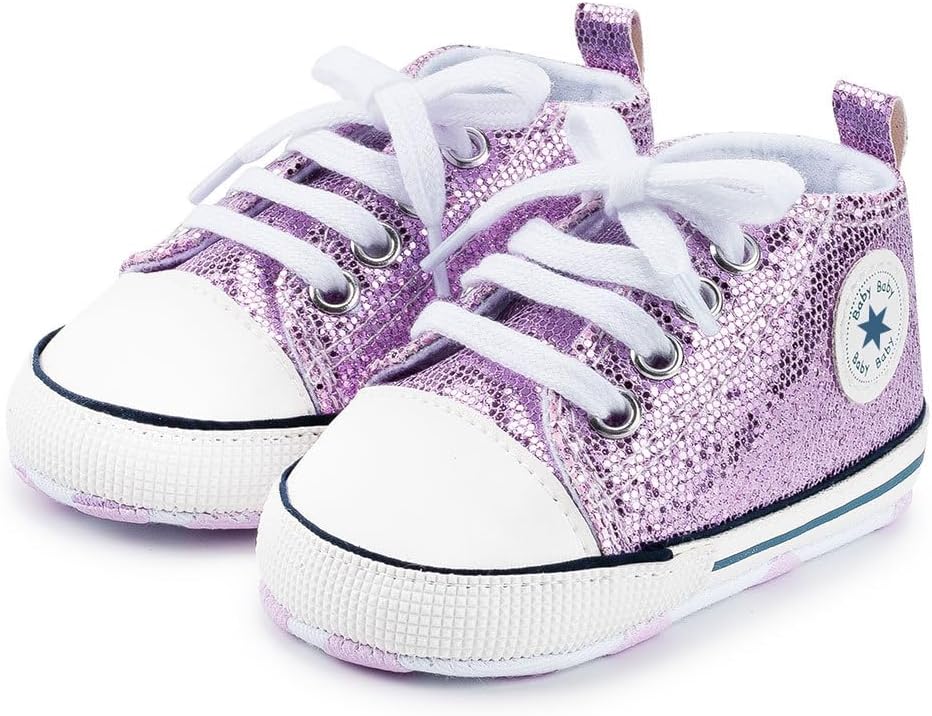 Unisex Baby Girls Boys Canvas High-top Shoes, Newborn Infant Anti-Slip Soft Sole Frist Walking Breathable Sneakers