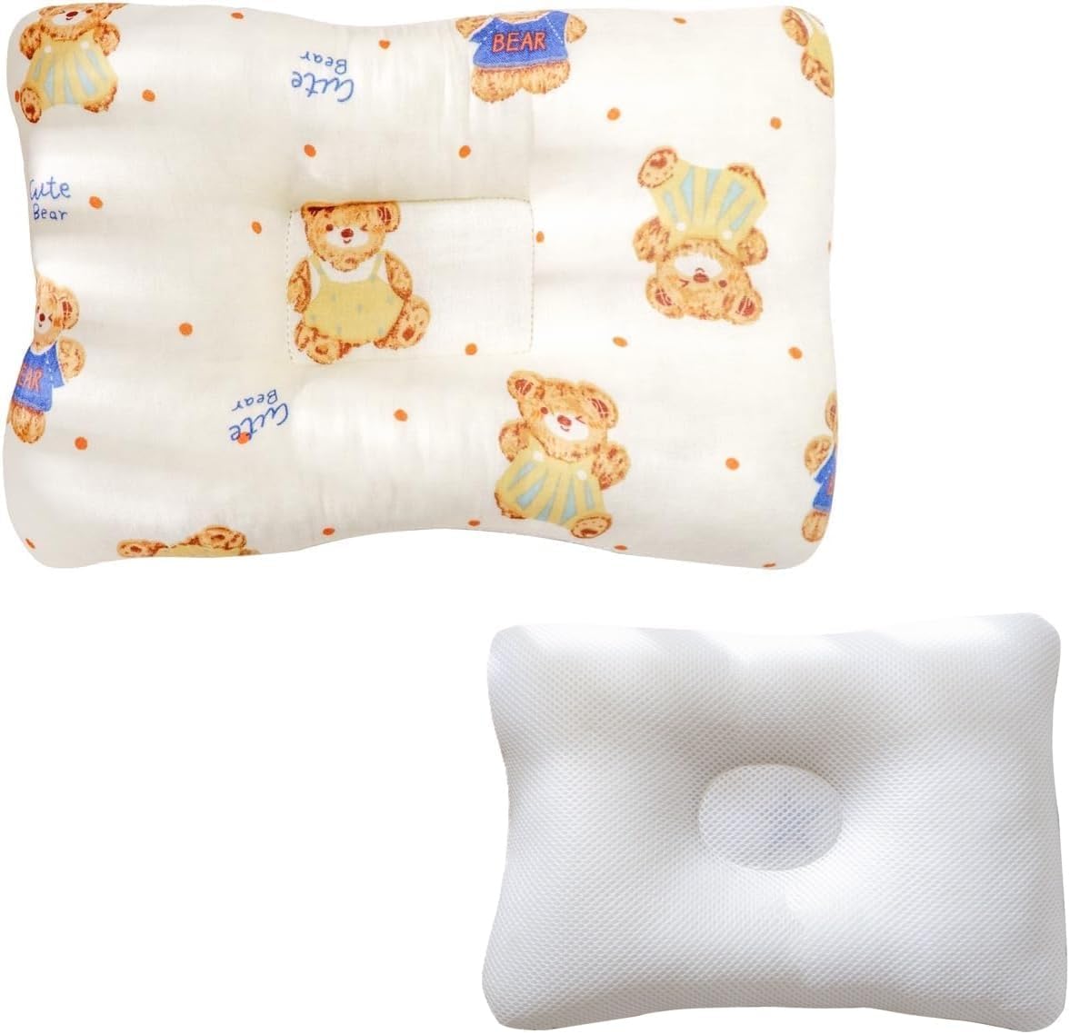 Unisex Pillow 13x9x2, Hypoallergenic Airmesh Breathable Cool 100% Cotton, Control Sweat, Ideal for Travel, Small, Car, Travel, MultiFunctual Small Decor Pillows (Teddy Design)