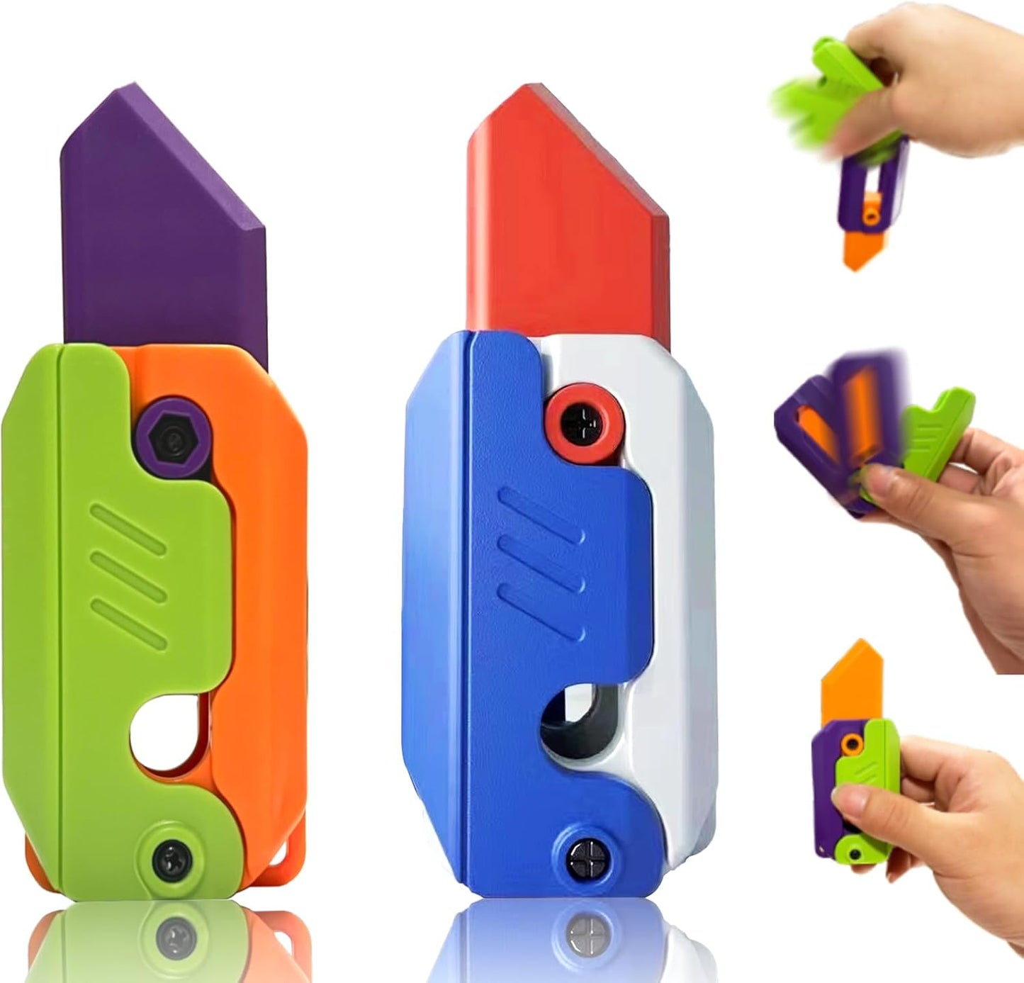 2 Pieces 3D Printing Fidget Knife Toy Carrot Toy Knife for Anxiety Stress Fidget Toys Sensory Toys Anxiety Stress Relief Toy Perfect for ADHD, ADD and Autism Purple and Purplee Knife Toy