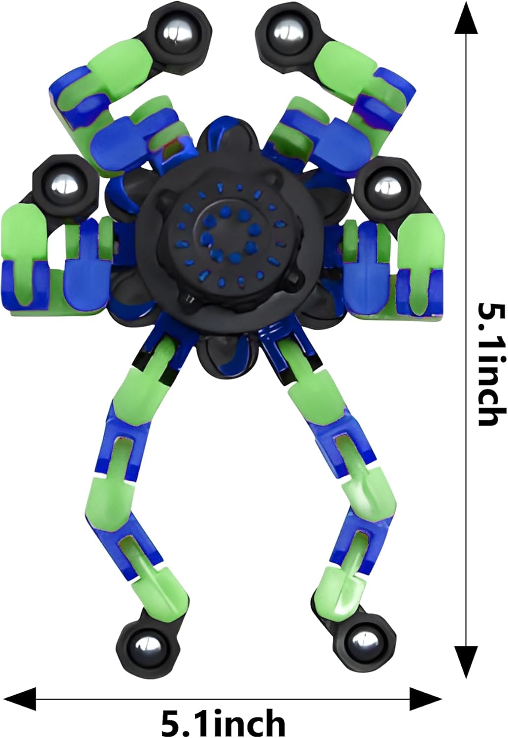 Fidget Spinners, DIY Transformable Chain Robot Finger Spinner, Glow in The Dark Deformable Creative Mechanical Gyro Toy Stress Relief Toy Fidget Fingertip Toy for Kids and Adults (2 Pack)