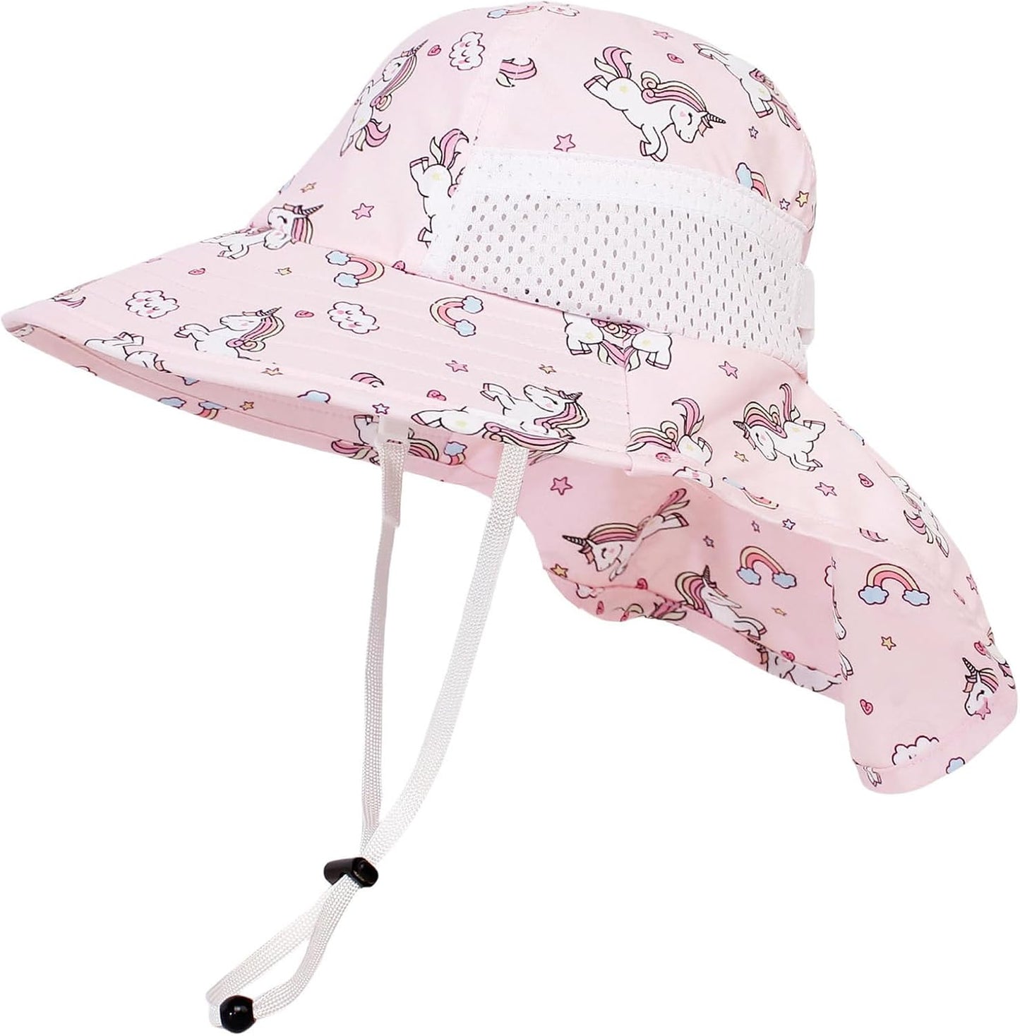 CHUNG Baby Sun Protection Hat Summer Toddler Adjustable UPF 50+ Wide Brim Neck Flap Beach Caps Boys Girls 1-12 Years Kids