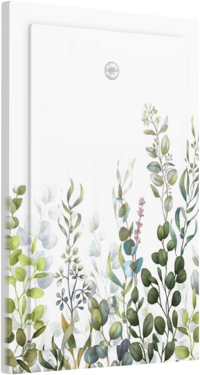 Green Eucalyptus Leaf Plant Herbs Springnature Light Switch Cover Plate 1 Gang No Device Blank Electrical Wall Plates Faceplate Decorative Switch Plate for Bed Room Living Room Decor