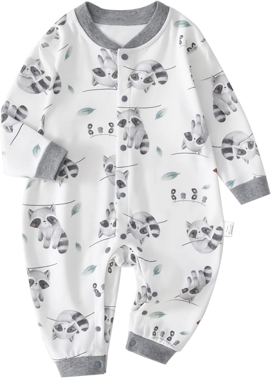 100% Organic Cotton Soft 3-24 Months Baby Romper Jumpsuits for Boys and Girls Unisex Long Sleeve
