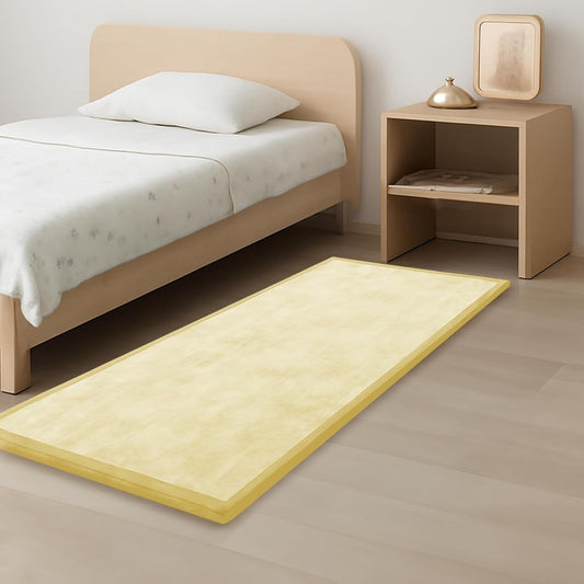 Baby Play Mat for Kids Room,Extra Thick Elasti-Foam Anti-Fall Cushion Mat for Babies,Toddlers,Infants,Water-Repellent&Non-Slip Bedroom Bedside Rugs(Vanilla)