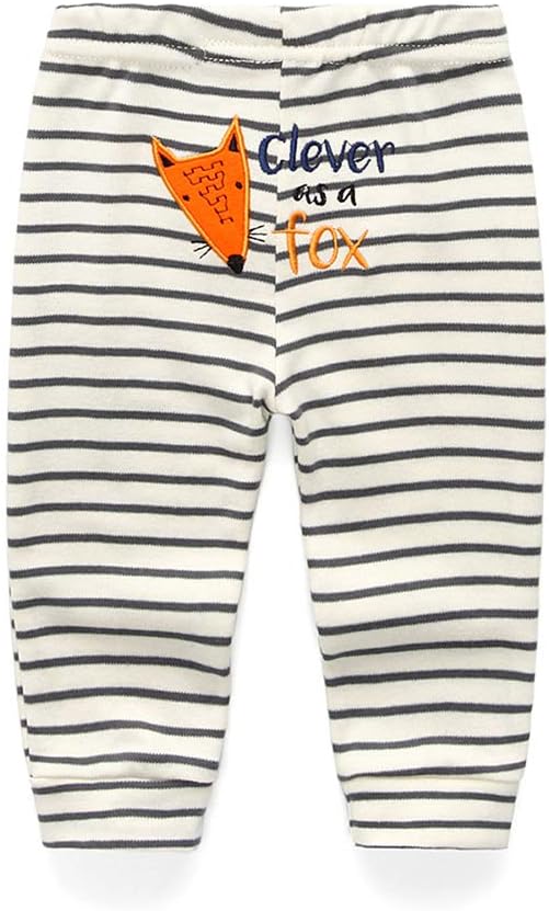 Unisex Newborn Baby Cotton 4-Pack Pants Embroidery Pringting Casual Leggings 0-24 Months for Boys and Girls