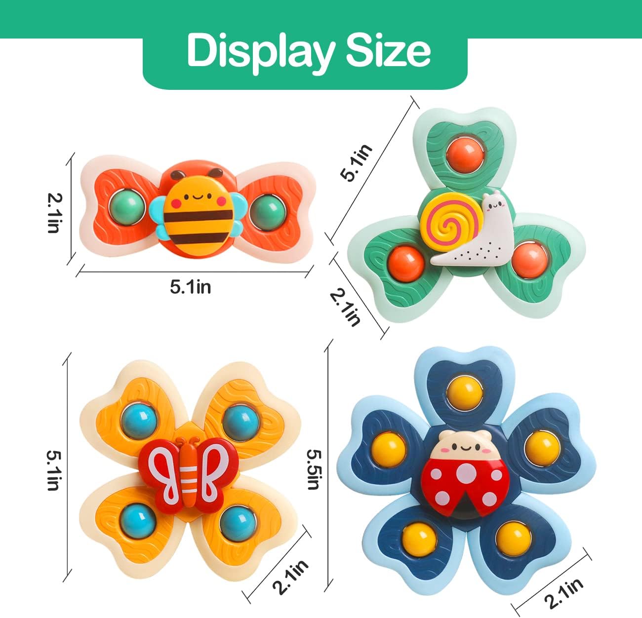 Sensory Suction Cup Toys for 1 Year Old Boys Girls Baby Simple Dimple Fidget Spinner Toys 2-4,6-12,12-18 Months Toddlers Baby Bath Travel Toys for Easter Birthday