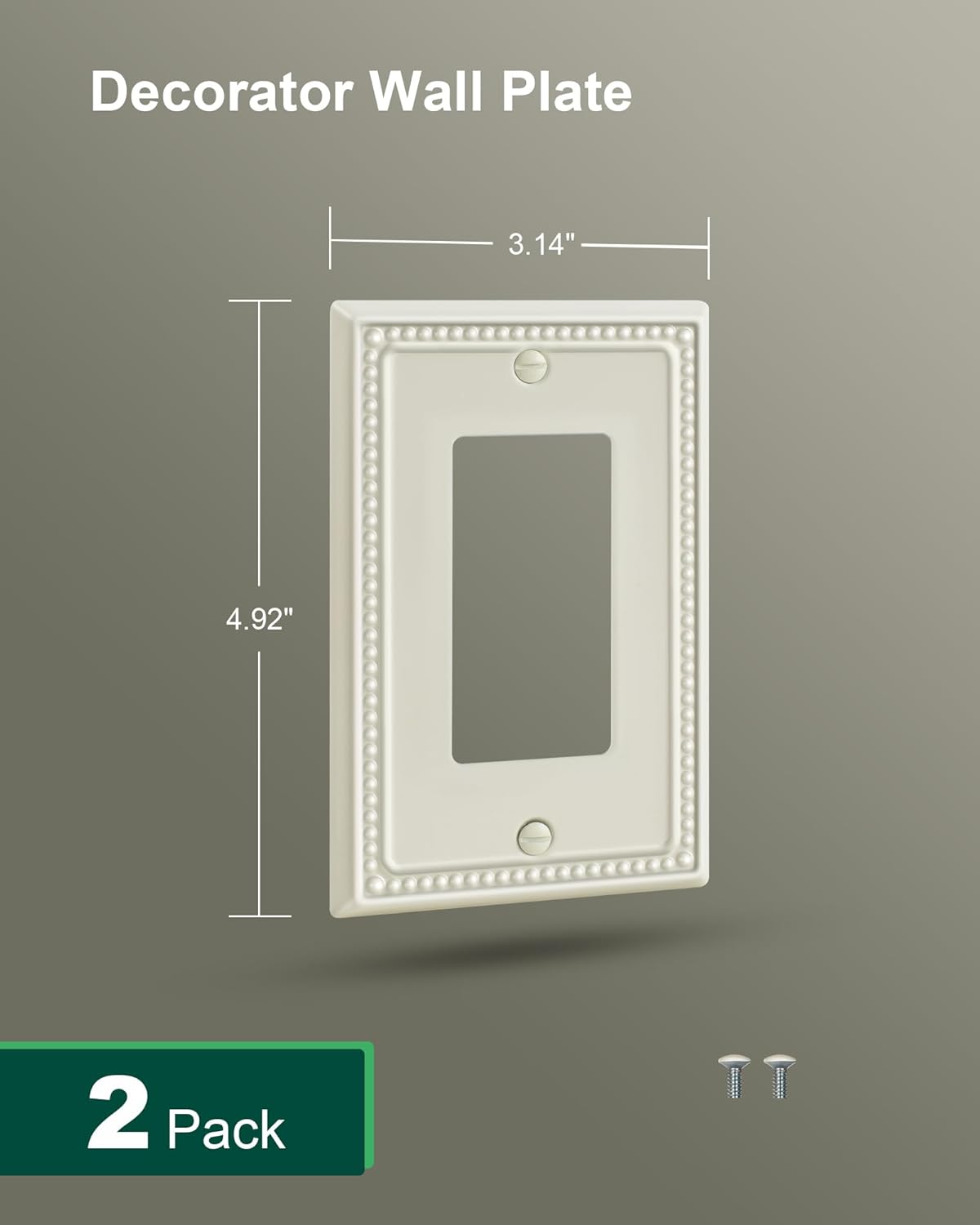 2-Pack Decorator Outlet Cover Plate, Decorative Switch Plates and Outlet Covers, Light Almond Metal Wall Plates for Electrical Outlets, Receptacle, GFCI Outlet, Dimmer Switch