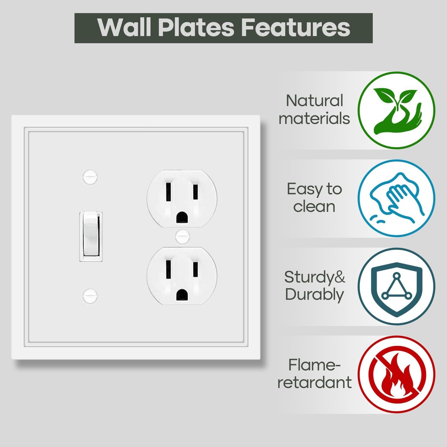 Toggle/Duplex Combo Light Switch Cover Plate White Classic Decorative Switch Plates Cover 2 Gang Wall Plate Cover for Duplex, Toggle, Combo,2 Pack