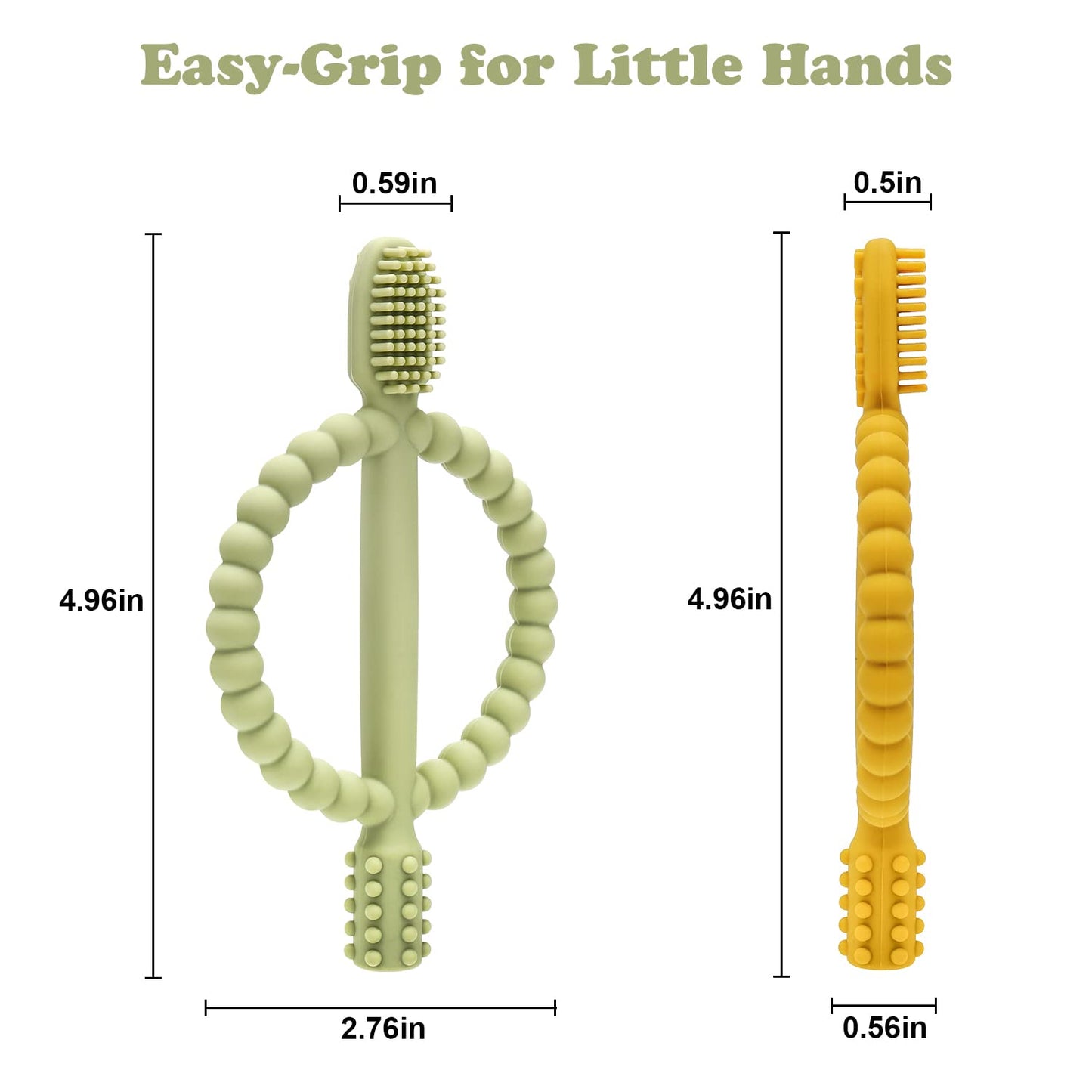 Baby Teething Toys with Easy-Hold Handle, Silicone Infant Toothbrush, Textured On Both Sides Helps Massage, Soothe Sore Gums, Teething Toys for Babies 0-6 Months, 6-12 Months