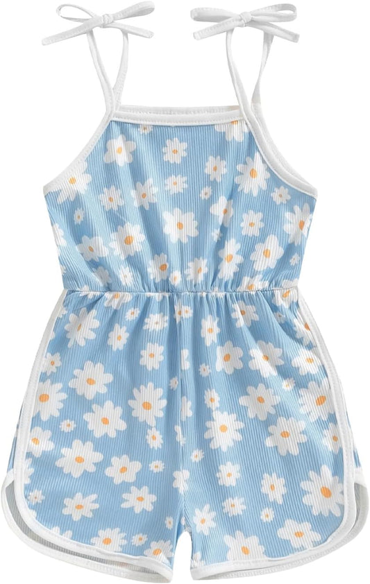 WZTYYDS Toddler Baby Girl Summer Clothes Floral Romper Tie-Up Strap Halter Jumpsuit Infant Summer Sling Playsuit 6M-3T