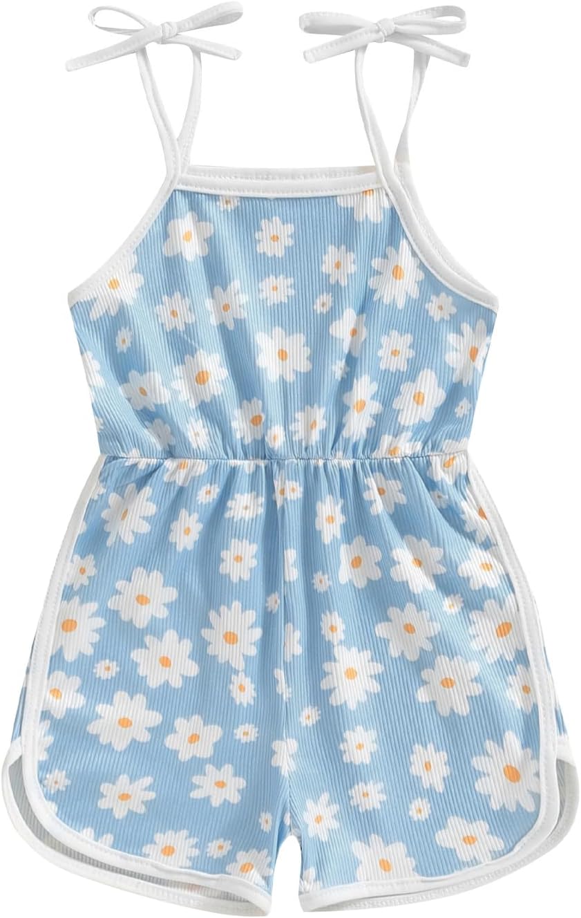 WZTYYDS Toddler Baby Girl Summer Clothes Floral Romper Tie-Up Strap Halter Jumpsuit Infant Summer Sling Playsuit 6M-3T