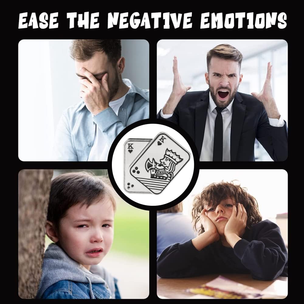 Magnetic Metal Fidget Toys - Metal Poker Push Card Fidget Slider Stress Relief Toy, Men’s EDC Toy Fidget Toy Haptic Coin, Office Desk Toys Gifts for Boyfriend and Father (King K)