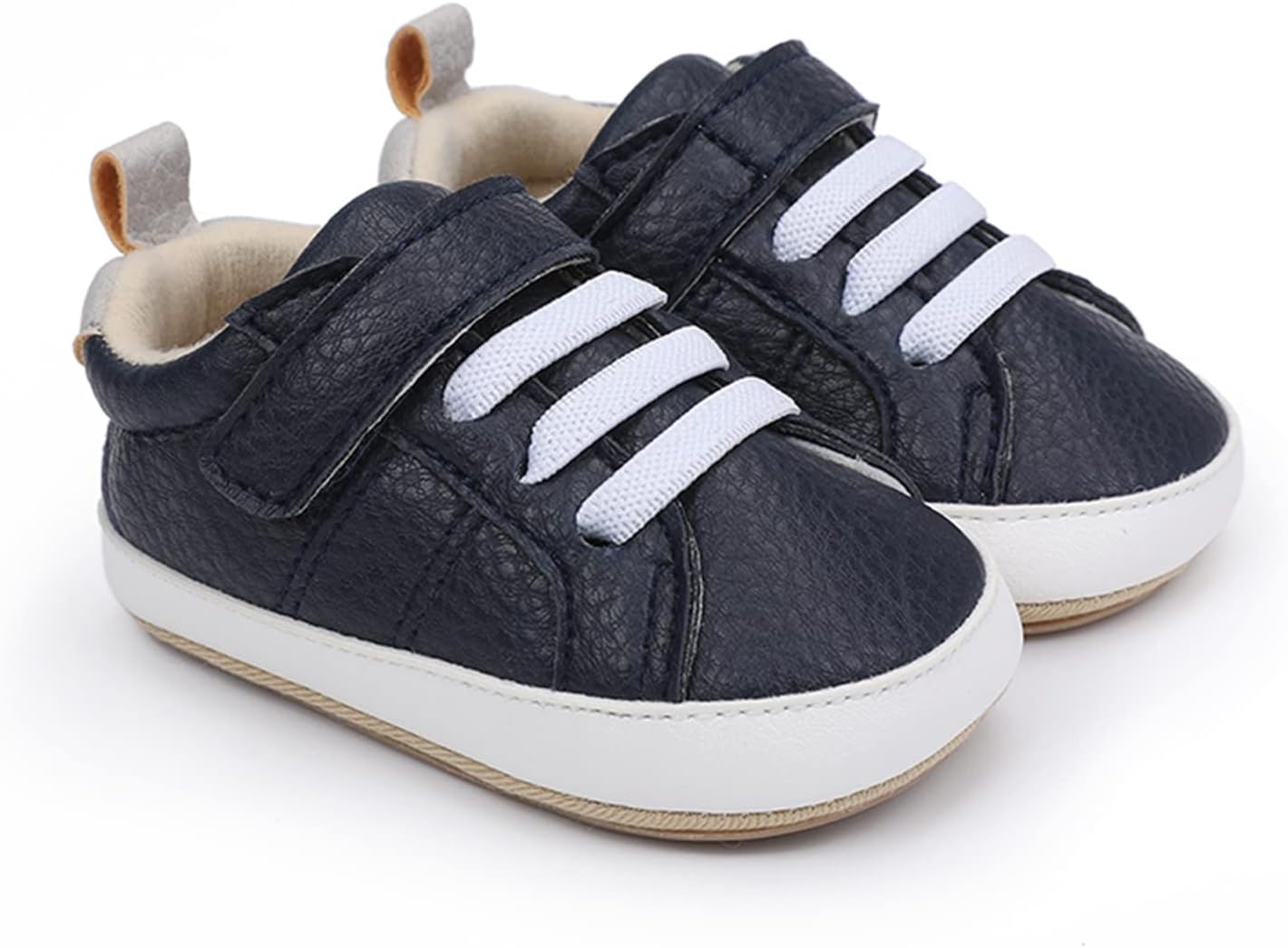 SOFMUO Baby Boys Girls High Top Ankle PU Leather Sneakers Soft Rubber Sole Infant Moccasins Newborn Oxford Loafers Anti-Slip Toddler Wedding Uniform Dress Shoes