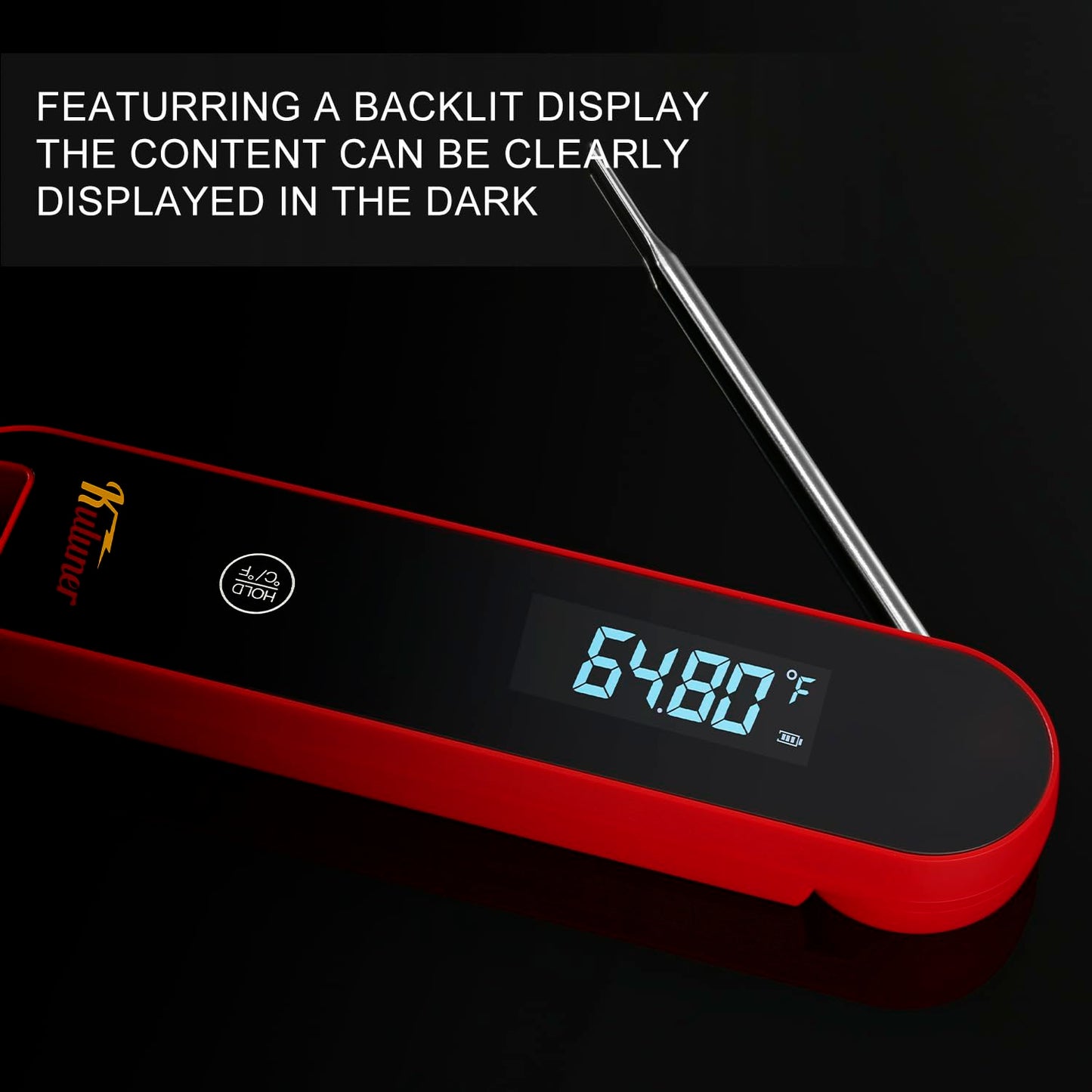 The Latest Thermocouple Instant Reading Meat Thermometer Digital,Faster Less Than 0.6 Second Response,IP67 Waterproof Thermometer Suitable for Grilling, Cooking,BBQ Gifts for Men (Red)