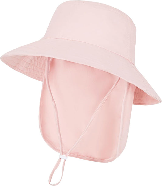 Baby Sun Hat Toddler Bucket Hats with Removable Neck Flap for Boys Girls Kids with Wide Brim Summer Beach UPF 50+