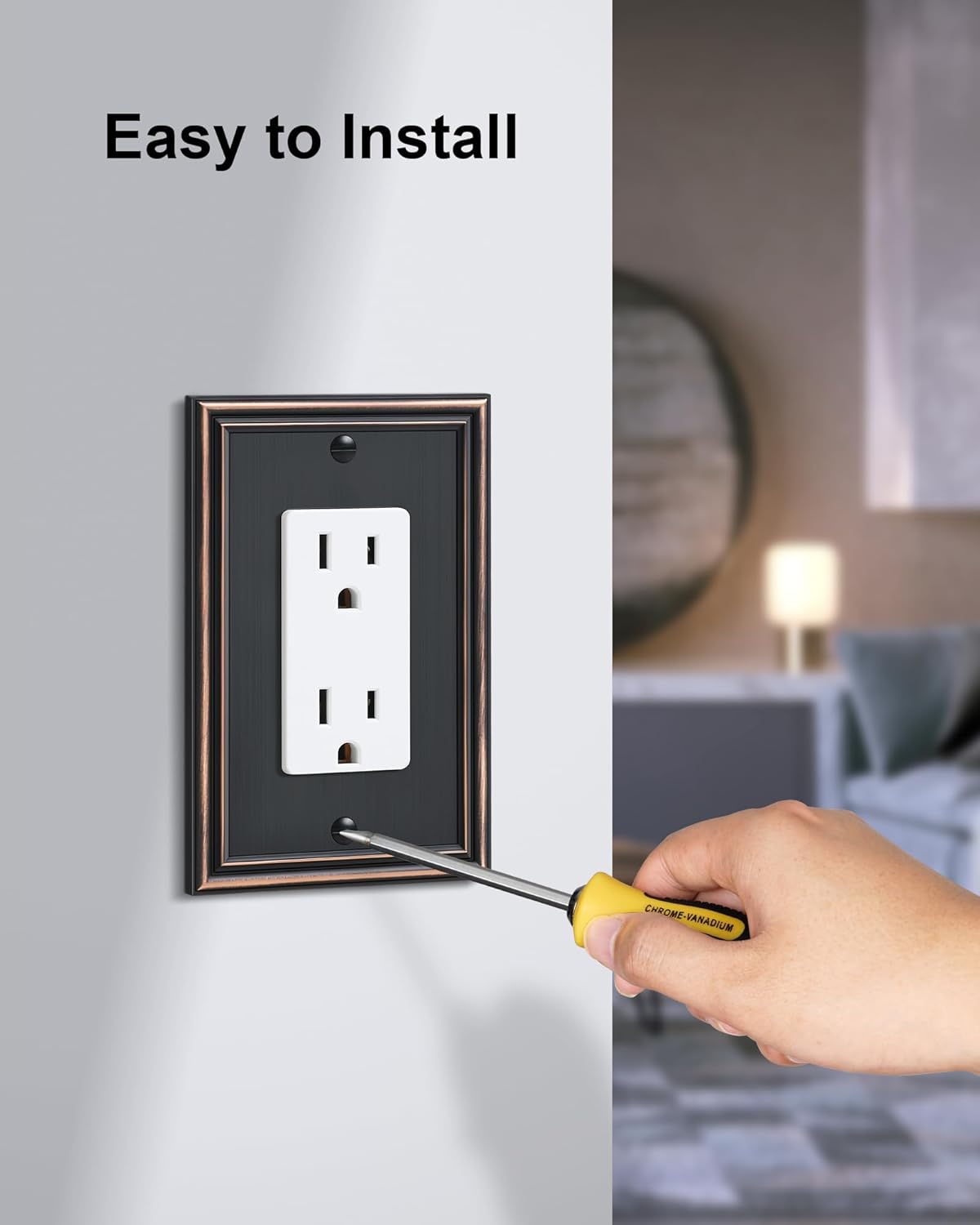 2-Pack Decorator Outlet Cover Plate, Aged Bronze Decorative Switch Plates and Outlet Covers, Durable Zinc Alloy Wall Plates for Electrical Outlets, Receptacle, GFCI Outlet, Dimmer Switch