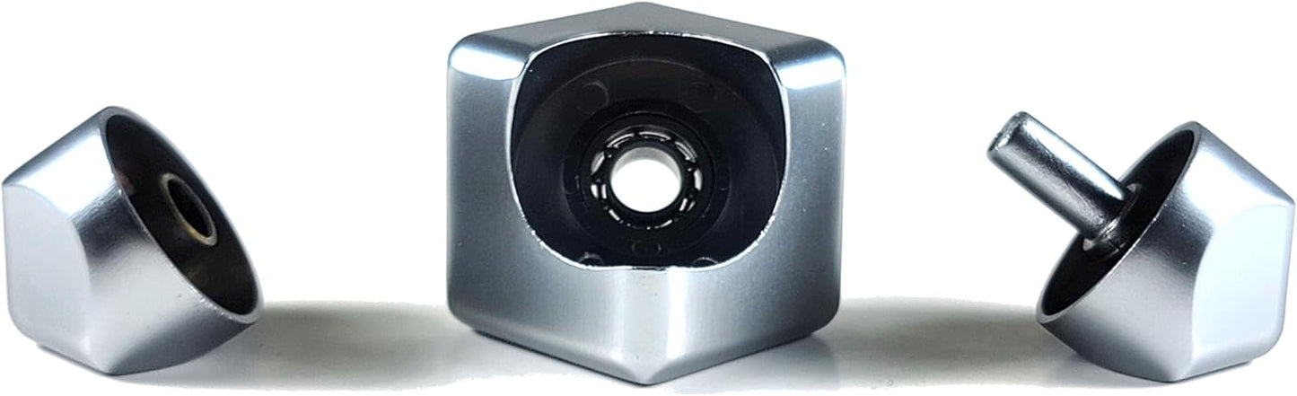 Cube Spinner Fidget Spinning Toy– Helps with Anxiety, ADHD, Autism, Stress & Focus– Desktop EDC Fidgets Spinner Aluminum Alloy Build for Kids & Adults. Silver