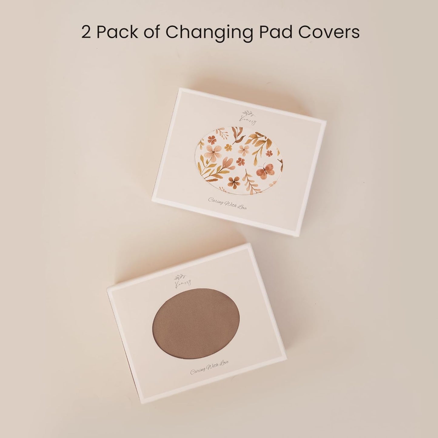 Konssy 2 Pack Stretchy Changing Pad Covers for Girl, Boy, Silky Soft Changing Table Cover, Breathable Baby Nursery Diaper Chang Pad Sheets (Autumn Bloom,Clay)