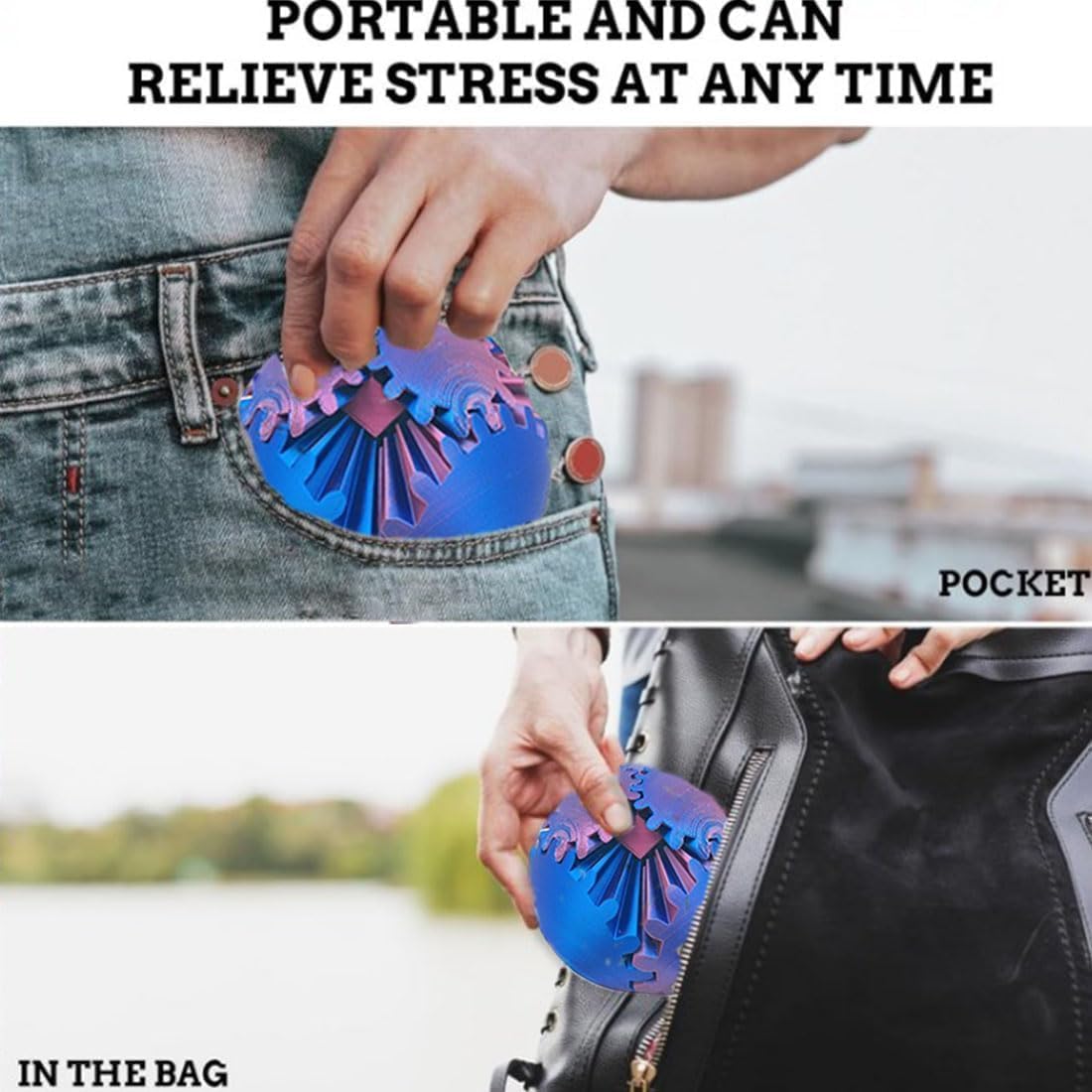 Gear Ball 3D Printed Gear Ball Fidget Toy, Gear Ball Fidget Toy, Perfect for Stress and Anxiety Relaxing fidget Toy, Desk Toy - Ideal for Sensory Needs and Autism (Candy)