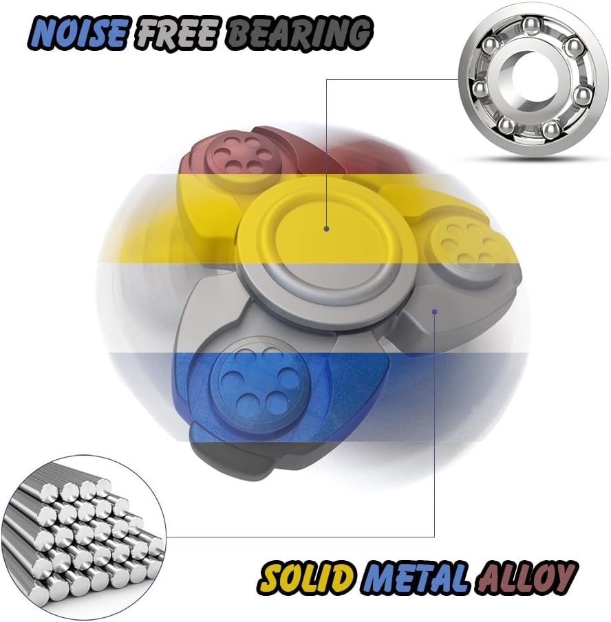 Solid Metal Fidget Spinner Sensory Novelty Hand Finger Spinning Toy Stocking Stuffers Ideas ADD ADHD Stress Relief and Anxiety Relieves Reducer for Kids and Adults. (Red)